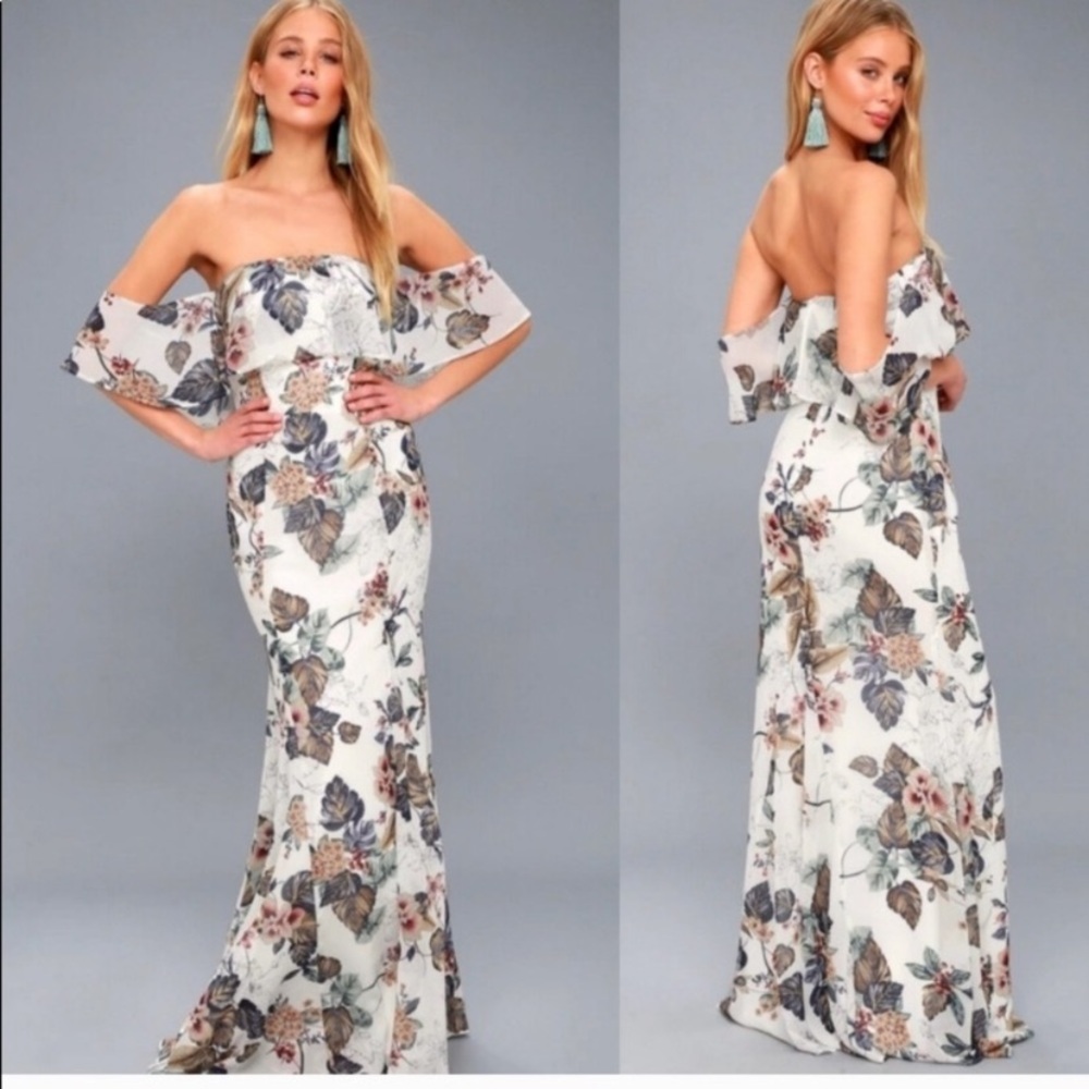 lulu’s ray of sunshine floral OTS maxi dress